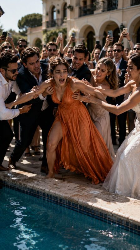 Al matrimonio della sorella del marito, la spinsero in piscina mentre gli ospiti ridevano e filmavano lei che annegava, ma la comparsa di uno sconosciuto in abito nero e le sue prime parole fecero ammutolire tutti dallo shock