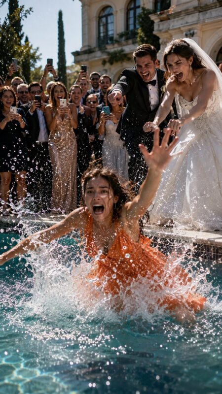 Al matrimonio della sorella del marito, la spinsero in piscina mentre gli ospiti ridevano e filmavano lei che annegava, ma la comparsa di uno sconosciuto in abito nero e le sue prime parole fecero ammutolire tutti dallo shock