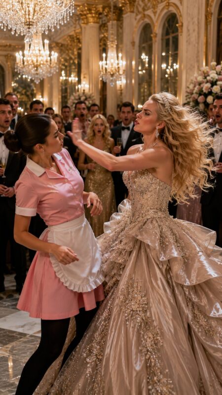 «Ricordati qual è il tuo posto!» gridò la promessa sposa, alzando la mano per schiaffeggiare la domestica… Ma un secondo dopo l’intera sala rimase immobile, sconvolta, senza capire cosa fosse appena successo